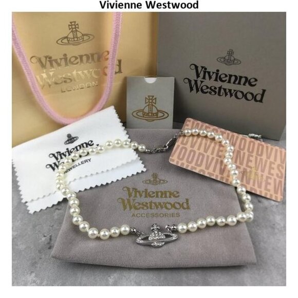 BRAND NEW Vivienne westwood gold Orb Pearl Choker Necklace - Picture 1 of 5